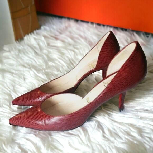 Christian Louboutin Parisian Lolita Red Iriza Lizard Heels sz 9 ~$850 - Picture 2 of 12